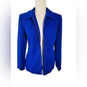 Women's ToTonko  100% Linen Royal Blue Vintage Blazer Jacket Coat Sz M 6